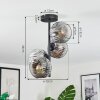Ripoll ceiling light, globe light chrome, clear, Smoke-coloured, 4-light sources