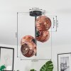 Ripoll ceiling light, globe light coppery, 4-light sources