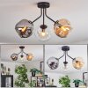 Ripoll ceiling light, globe light Amber, clear, Smoke-coloured, 3-light sources