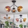 Ripoll ceiling light, globe light chrome, gold, clear, coppery, Smoke-coloured, 3-light sources
