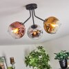 Ripoll ceiling light, globe light chrome, gold, clear, coppery, Smoke-coloured, 3-light sources