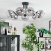 Koyoto ceiling light, globe light 82 cm clear, Smoke-coloured, 7-light sources