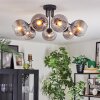 Koyoto ceiling light, globe light 82 cm clear, Smoke-coloured, 7-light sources