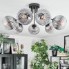 Koyoto ceiling light, globe light 82 cm clear, Smoke-coloured, 7-light sources