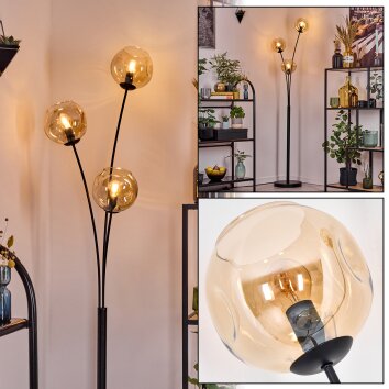 Ripoll globe light, floor lamp Amber, 3-light sources