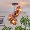 Ripoll ceiling light, globe light clear, coppery, 4-light sources