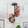 Ripoll ceiling light, globe light clear, coppery, 4-light sources