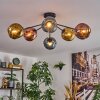 Ripoll ceiling light, globe light blue, gold, coppery, 6-light sources