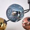Ripoll ceiling light, globe light blue, gold, coppery, 6-light sources