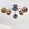 Ripoll ceiling light, globe light blue, gold, coppery, 6-light sources