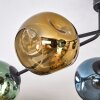 Ripoll ceiling light, globe light blue, gold, green, 6-light sources