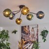 Ripoll ceiling light, globe light blue, gold, green, 6-light sources