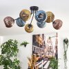 Koyoto ceiling light, globe light 85 cm blue, gold, coppery, 8-light sources