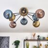 Koyoto ceiling light, globe light 85 cm blue, gold, coppery, 8-light sources