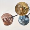 Koyoto ceiling light, globe light 85 cm blue, gold, coppery, 8-light sources