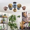 Koyoto ceiling light, globe light 85 cm blue, gold, coppery, 8-light sources