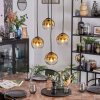 Koyoto hanging light, globe light, Cluster pendant lamp 35 cm gold, clear, 4-light sources