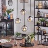 Koyoto hanging light, globe light, Cluster pendant lamp 35 cm chrome, clear, Smoke-coloured, 4-light sources
