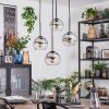 Koyoto hanging light, globe light, Cluster pendant lamp 35 cm chrome, clear, Smoke-coloured, 4-light sources