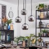 Koyoto hanging light, globe light, Cluster pendant lamp 35 cm chrome, Smoke-coloured, 4-light sources