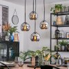 Koyoto hanging light, globe light, Cluster pendant lamp 35 cm chrome, Smoke-coloured, 4-light sources