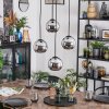Koyoto hanging light, globe light, Cluster pendant lamp 35 cm chrome, Smoke-coloured, 4-light sources