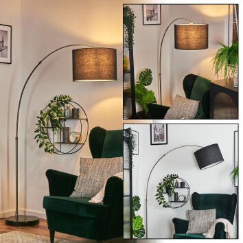 Bassagoda floor lamp, Arch lamps matt nickel, black, 1-light source, Fabric lampshade