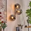 Gastor globe light, wall light Smoke-coloured, 3-light sources