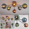 Ripoll ceiling light, globe light blue, green, coppery, 6-light sources