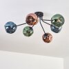 Ripoll ceiling light, globe light blue, green, coppery, 6-light sources