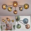 Koyoto ceiling light, globe light 74 cm blue, green, coppery, 6-light sources