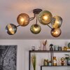 Koyoto ceiling light, globe light 74 cm blue, green, coppery, 6-light sources
