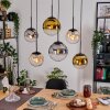 Gastor hanging light, globe light, pendant light Amber, gold, clear, Smoke-coloured, 6-light sources