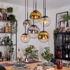 Gastor hanging light, globe light, pendant light Amber, gold, clear, Smoke-coloured, 6-light sources
