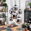 Gastor hanging light, globe light, pendant light chrome, Smoke-coloured, 6-light sources