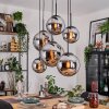 Gastor hanging light, globe light, pendant light chrome, Smoke-coloured, 6-light sources