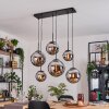 Gastor hanging light, globe light, pendant light chrome, Smoke-coloured, 6-light sources