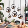 Gastor hanging light, globe light, pendant light chrome, Smoke-coloured, 6-light sources
