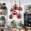 Gastor hanging light, globe light, pendant light clear, coppery, 6-light sources