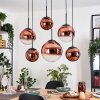 Gastor hanging light, globe light, pendant light clear, coppery, 6-light sources