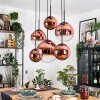 Gastor hanging light, globe light, pendant light clear, coppery, 6-light sources