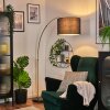 Bassagoda floor lamp, Arch lamps brass, black, 1-light source, Fabric lampshade