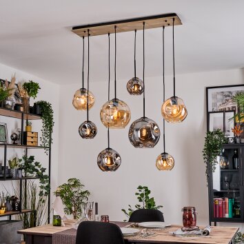 Ripoll hanging light, globe light, pendant light Ecru, black, 8-light sources