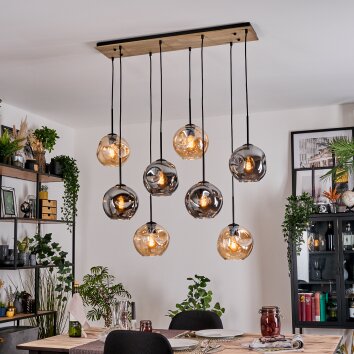 Ripoll hanging light, globe light, pendant light Ecru, black, 8-light sources
