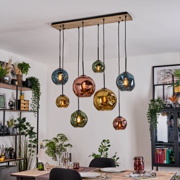 Ripoll hanging light, globe light, pendant light Ecru, black, 8-light sources