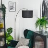 Bassagoda floor lamp, Arch lamps matt nickel, black, 1-light source, Fabric shade