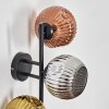 Ripoll globe light, wall light chrome, gold, coppery, Smoke-coloured, 3-light sources