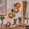 Ripoll globe light, wall light chrome, gold, coppery, Smoke-coloured, 3-light sources