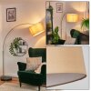 Soungou floor lamp, Arch lamps brass, black, 1-light source, Fabric lampshade