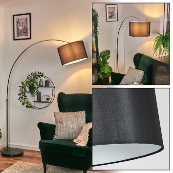 Soungou floor lamp, Arch lamps chrome, black, 1-light source, Fabric shade